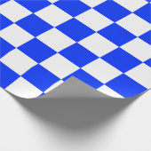 Blauw-wit-geruit controlepatroon cadeaupapier (Hoek)