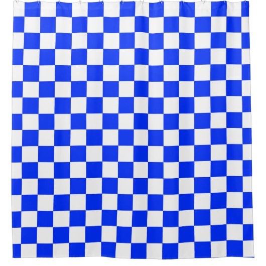 Blauw-wit-geruit controlepatroon douchegordijn (Voorkant)