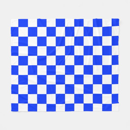 Blauw-wit-geruit controlepatroon fleece deken (Voorkant (Horizontaal))