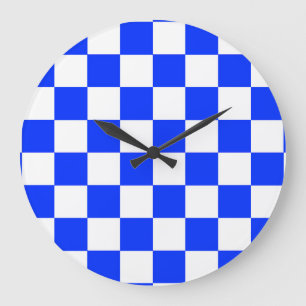 Blauw-wit-geruit controlepatroon grote klok