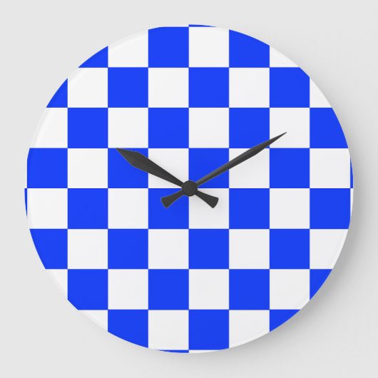 Blauw-wit-geruit controlepatroon grote klok (Voorkant)