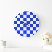 Blauw-wit-geruit controlepatroon grote klok (Huis)
