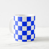Blauw-wit-geruit controlepatroon koffiemok (Voorkant links)