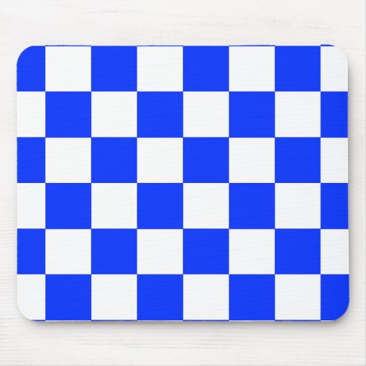 Blauw-wit-geruit controlepatroon muismat (Voorkant)
