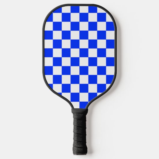 Blauw-wit-geruit controlepatroon pickleball paddle (Voorkant)