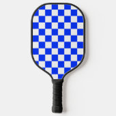 Blauw-wit-geruit controlepatroon pickleball paddle (Achterkant)