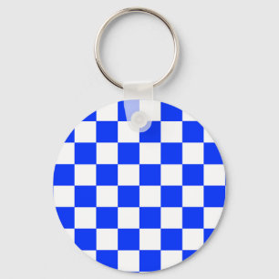 Blauw-wit-geruit controlepatroon sleutelhanger