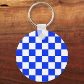 Blauw-wit-geruit controlepatroon sleutelhanger (Voorkant)