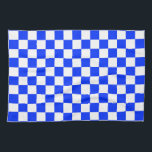 Blauw-wit-geruit controlepatroon theedoek<br><div class="desc">Blauw en Wit Check Geruit Geometrische Vierkantjes Patroonontwerp</div>