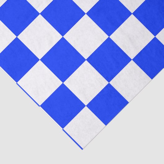 Blauw-wit-geruit controlepatroon tissuepapier (Detail)