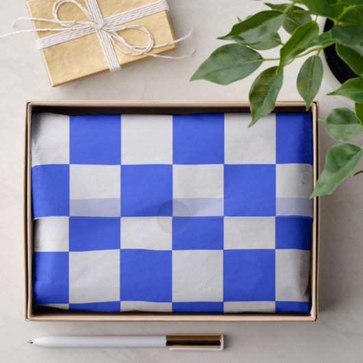 Blauw-wit-geruit controlepatroon tissuepapier (Geschenk)