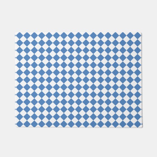 Blauw Wit Geruit Diamant Patroon Deurmat (Voorkant)