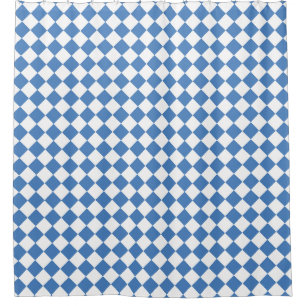 Blauw Wit Geruit Diamant Patroon Douchegordijn