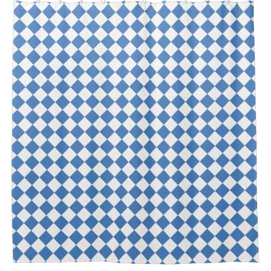 Blauw Wit Geruit Diamant Patroon Douchegordijn (Voorkant)