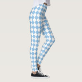 Blauw Wit Geruit Diamant Patroon Leggings (Rechts)