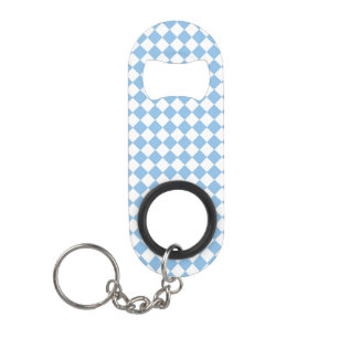 Blauw Wit Geruit Diamant Patroon Mini Flessenopener