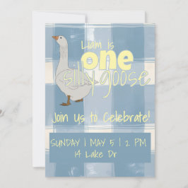 Blauw & Wit Geruit Eén Dwaas Kippenjong Kaart