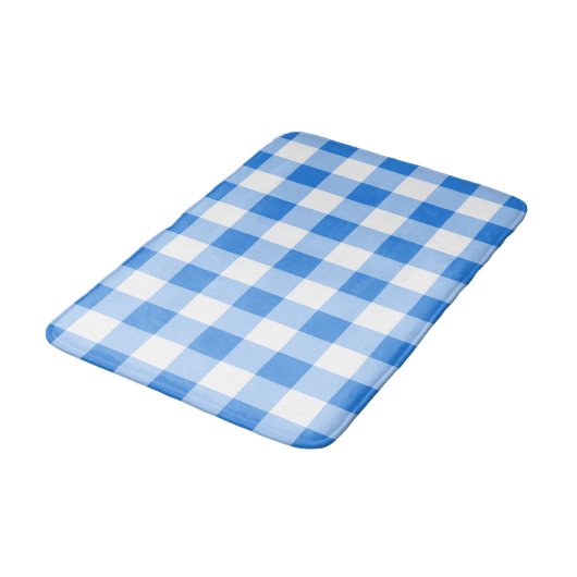 Blauw & Wit Geruit Gingham Geruit Patroon Badmat (Gekanteld)