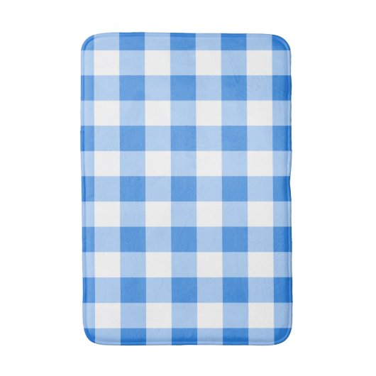 Blauw & Wit Geruit Gingham Geruit Patroon Badmat (Voorkant Verticaal)