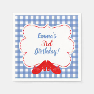 Blauw & Wit geruit Gingham Rode Schoenen OZ Feest Servet