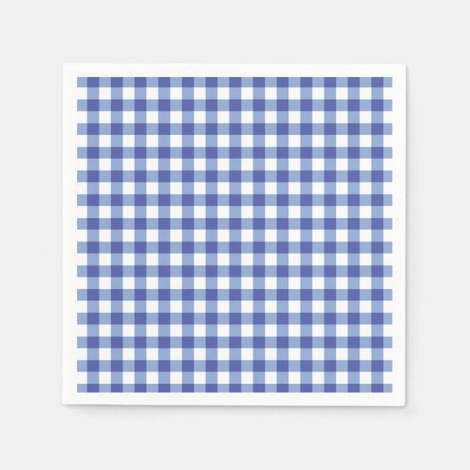Blauw & Wit Geruit Gingham Squares OZ Party Servet (Voorkant)