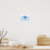 Blauw-wit geruit lint en strik poster (Keuken)