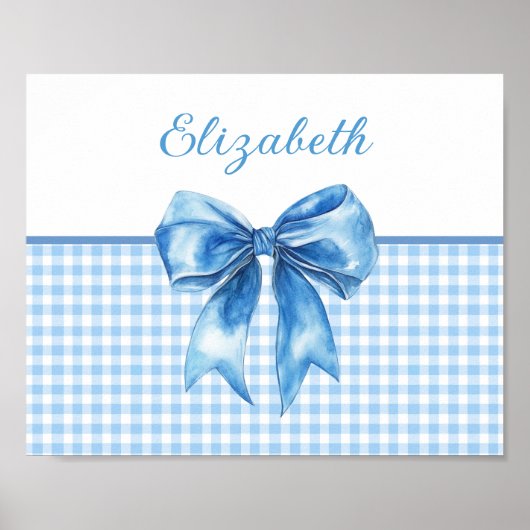 Blauw-wit geruit lint en strik poster (Voorkant)