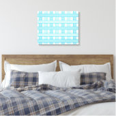 Blauw wit geruit patroon canvas afdruk (Insitu (Slaapkamer))