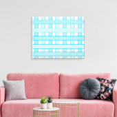 Blauw wit geruit patroon canvas afdruk (Insitu (Woonkamer))