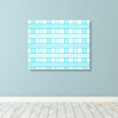 Blauw wit geruit patroon canvas afdruk (Insitu (Houten vloer))