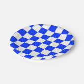 Blauw Wit Geruit Patroon Papieren Bordje (Gekanteld)