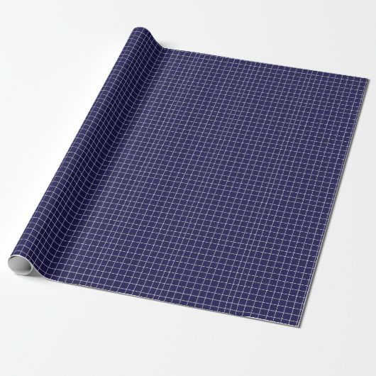 Blauw wit geruit rasterpatroon cadeaupapier (Uitgerold)