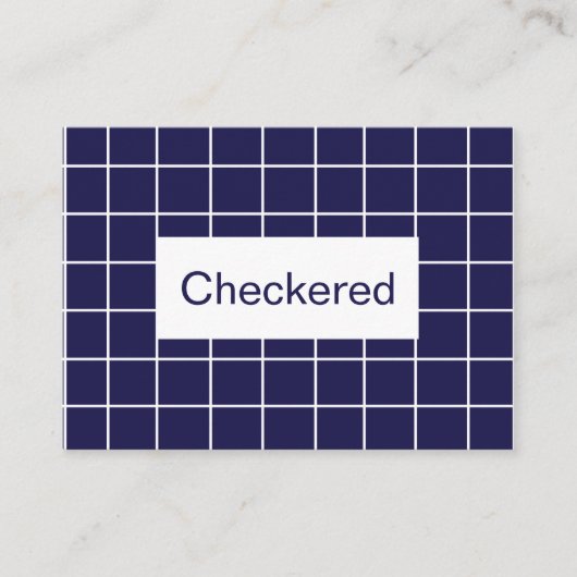Blauw wit geruit rasterpatroon visitekaartje (Voorkant)