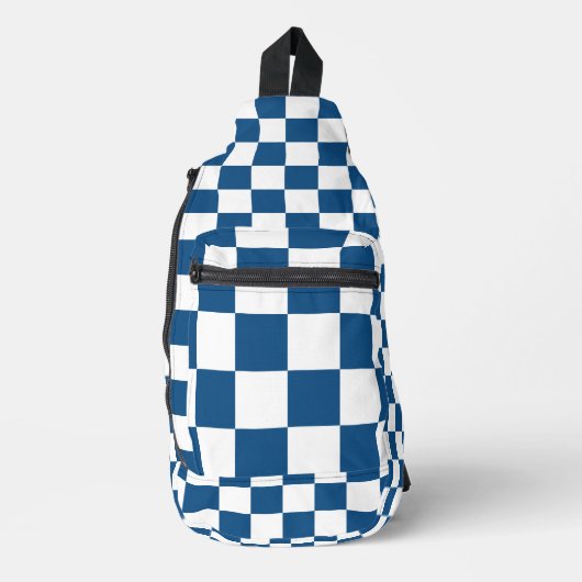Blauw Wit geruit Sling Bag (Voorkant)