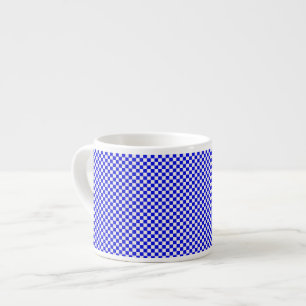 Blauw-wit geruite espresso Mok