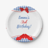 Blauw & Wit Geruite Rode Schoenen Pleinen OZ Party Papieren Bordje (Voorkant)