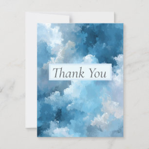 Blauw & Wit Geschilderde Wolken Bedankkaart Briefkaart