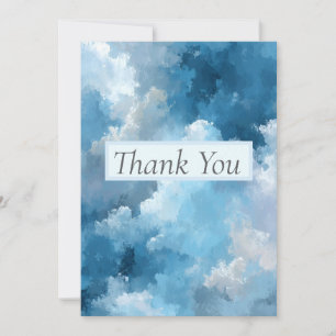 Blauw & wit geschilderde wolken Dank u kaart