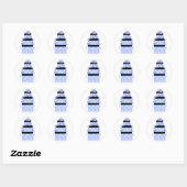 Blauw-wit gestippelde pakketten ronde sticker (Vel)