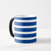 Blauw-wit gestreept magische mok (Voorkant links)