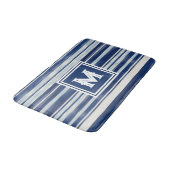 Blauw-wit gestreept monogram badmat (Gekanteld)