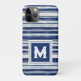Blauw-wit gestreept monogram Case-Mate iPhone case