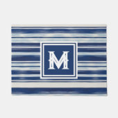 Blauw-wit gestreept monogram deurmat (Voorkant)