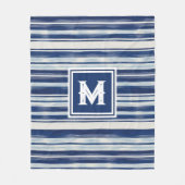 Blauw-wit gestreept monogram fleece deken (Voorkant)