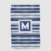 Blauw-wit gestreept monogram golfhanddoek (Voorkant)