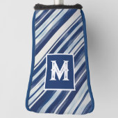 Blauw-wit gestreept monogram golfheadcover (Draai 90)