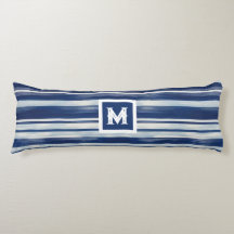 Blauw-wit gestreept monogram