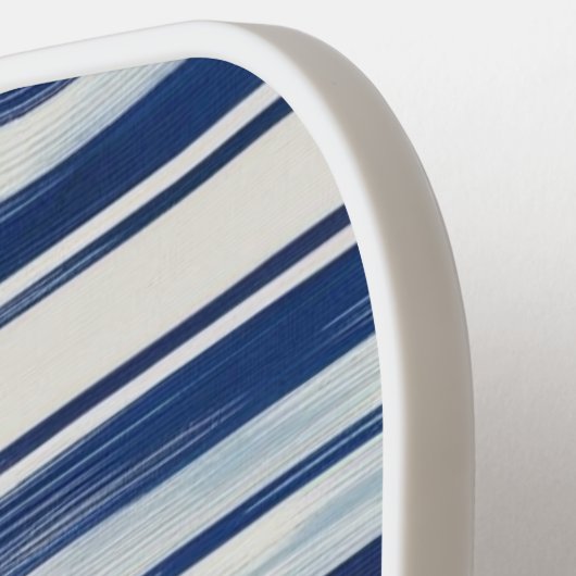 Blauw-wit gestreept monogram pickleball paddle (Links Detail)