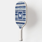 Blauw-wit gestreept monogram pickleball paddle (Links)