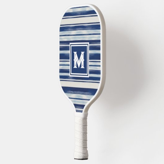 Blauw-wit gestreept monogram pickleball paddle (Links)